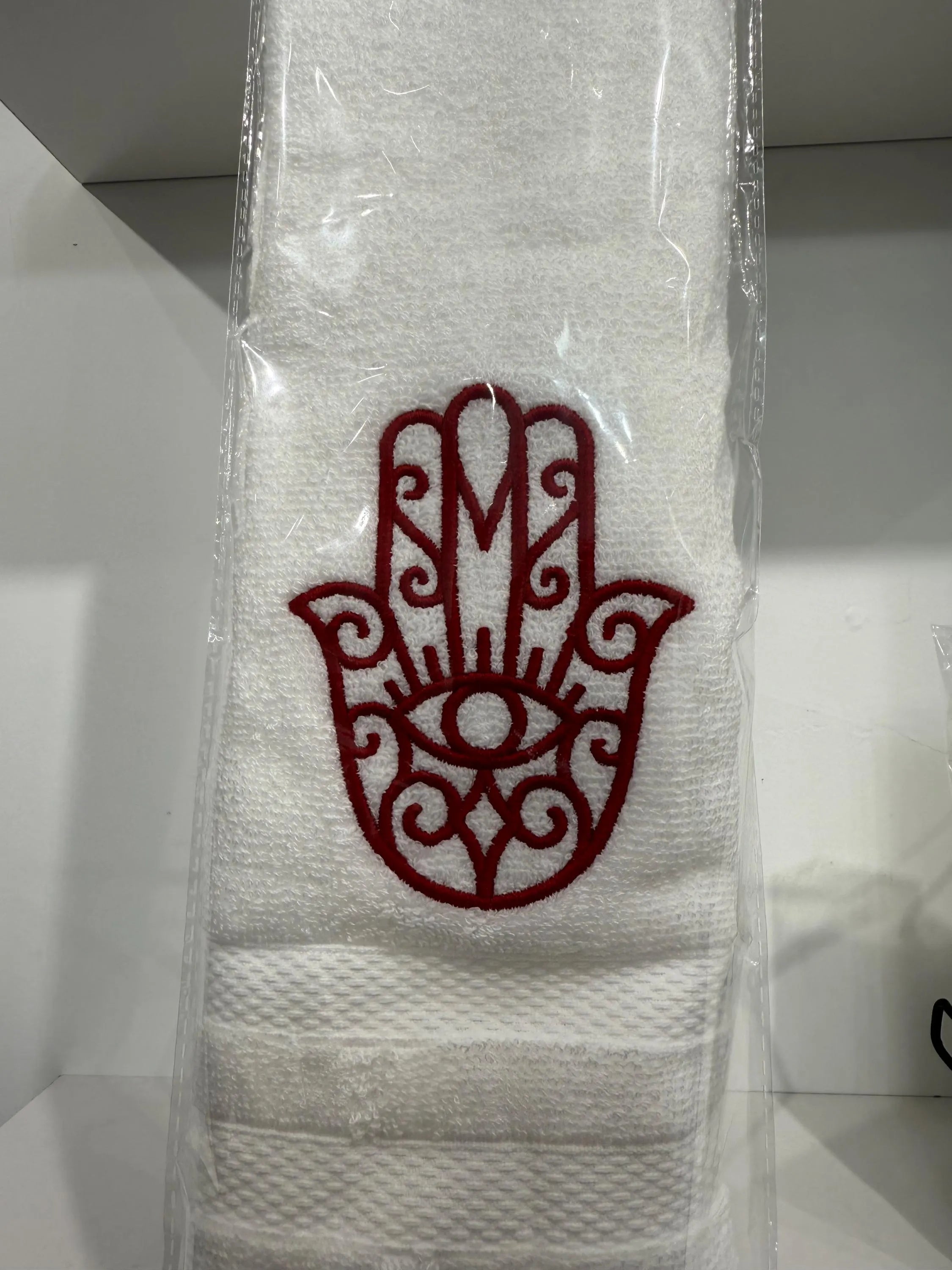 Hamsa, Fatima hand, Embroidered Towel, Blessing, Luck, Religious, Gift, Home Decor, Kitchen, Mazal, Chanukah, Hosting, Spiritual, protection