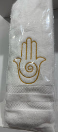 Hamsa, Fatima hand, Embroidered Towel, Blessing, Luck, Religious, Gift, Home Decor, Kitchen, Mazal, Chanukah, Hosting, Spiritual, protection