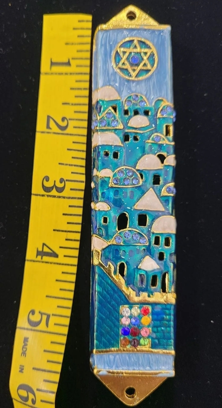 Hand Painted Jerusalem Mezuzah Case