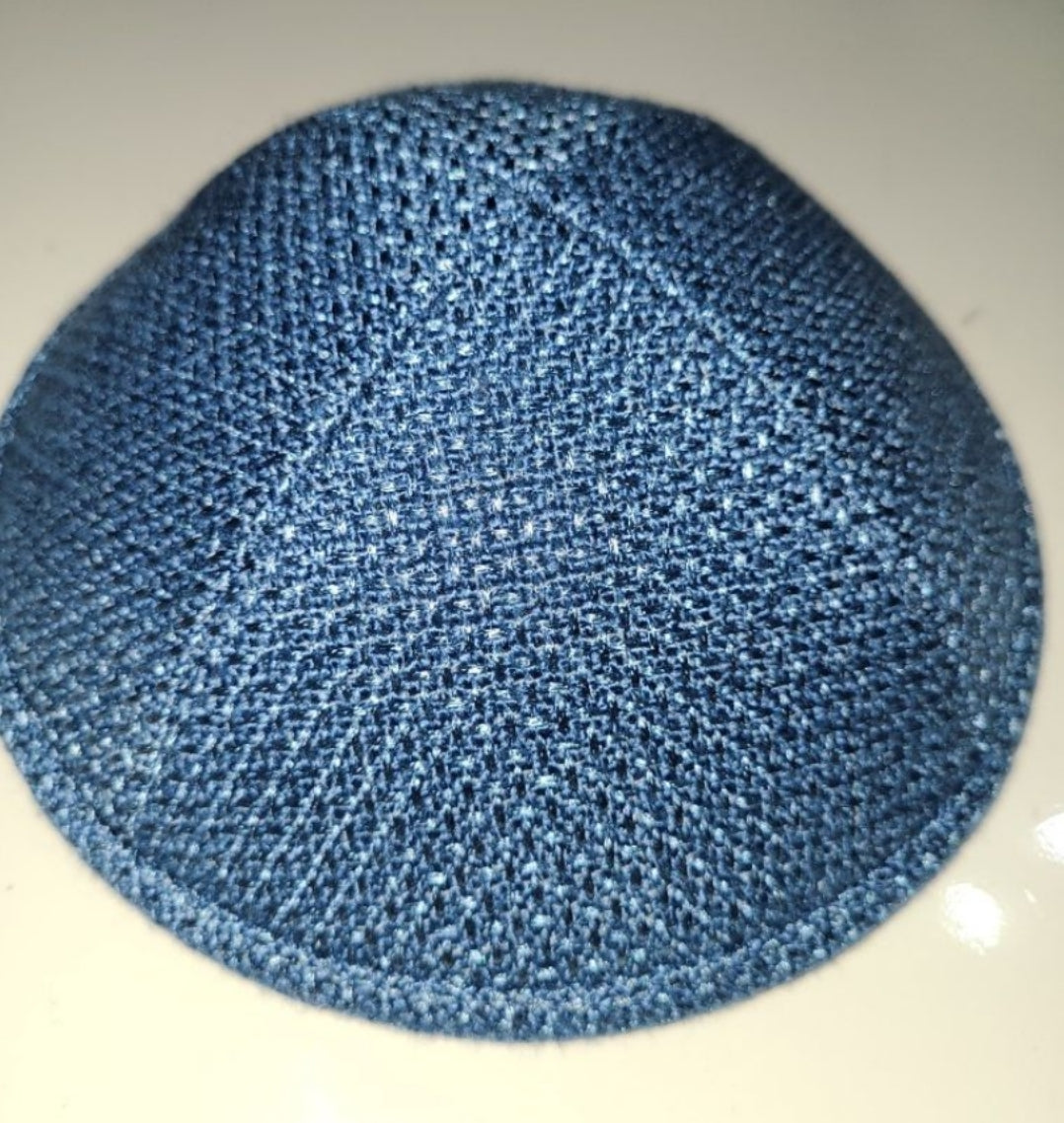 Brand New Burlap Kippah. Light Blue-Kippah
