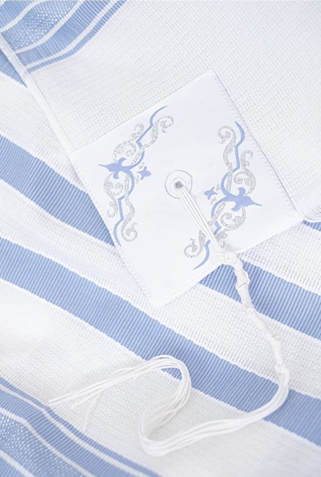 Tallit - Slate Blue Long Length Prayer Shawl Non- Slip