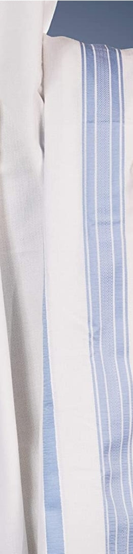 Tallit - Slate Blue Long Length Prayer Shawl Non- Slip
