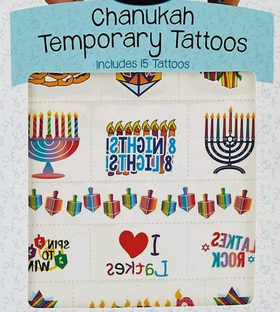 Chanukah Hanukkah Colorful Temporary Tattoos