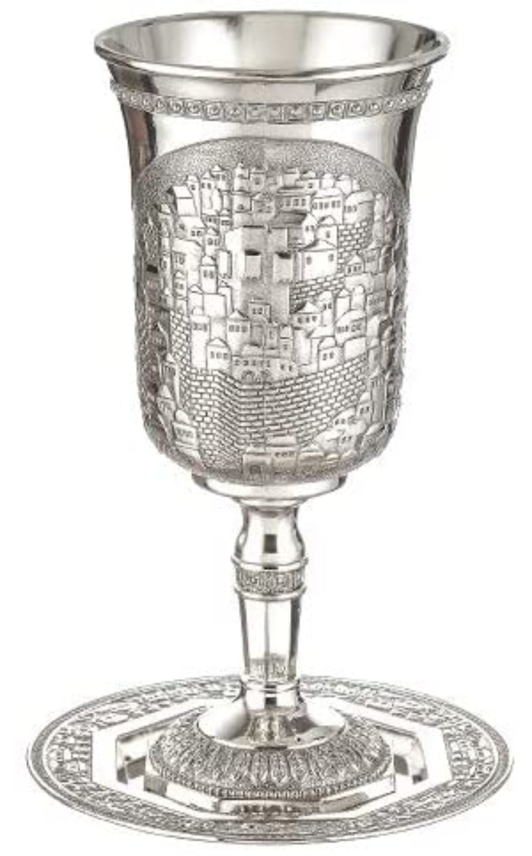 Passover Elijah's Cup and Plate with Jerusalem