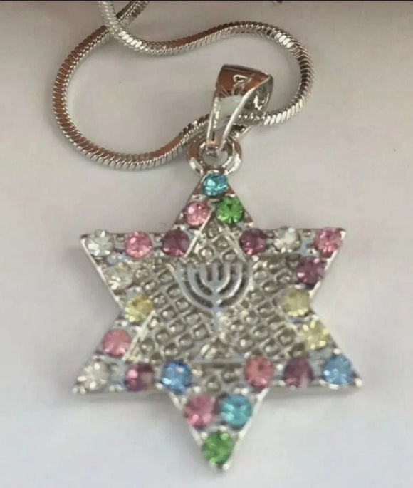New Star of David Pendant Necklace Silver Plated