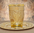 Kiddush Cup, shabbat, wine goblet, shabbos, bar mitzvah, bat mitzvah, jewish wedding gift, Elegant Gold Plated Kiddush Cup with Saucer
